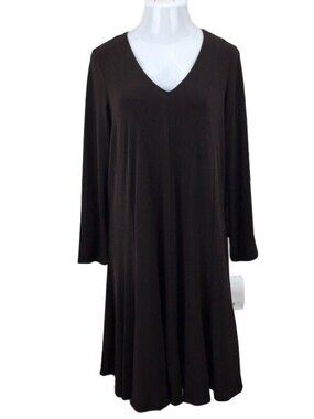 Liz Lange Womens Maternity Dress  Large V-Neck A-Line Brown